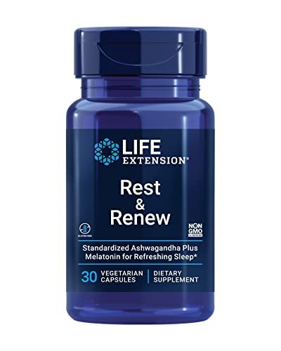 Life Extension Rest & Renew – Für einen erfrischenden und erholsamen Schlaf, glutenfrei, nicht gentechnisch verändert, vegetarisch, 30 Kapseln