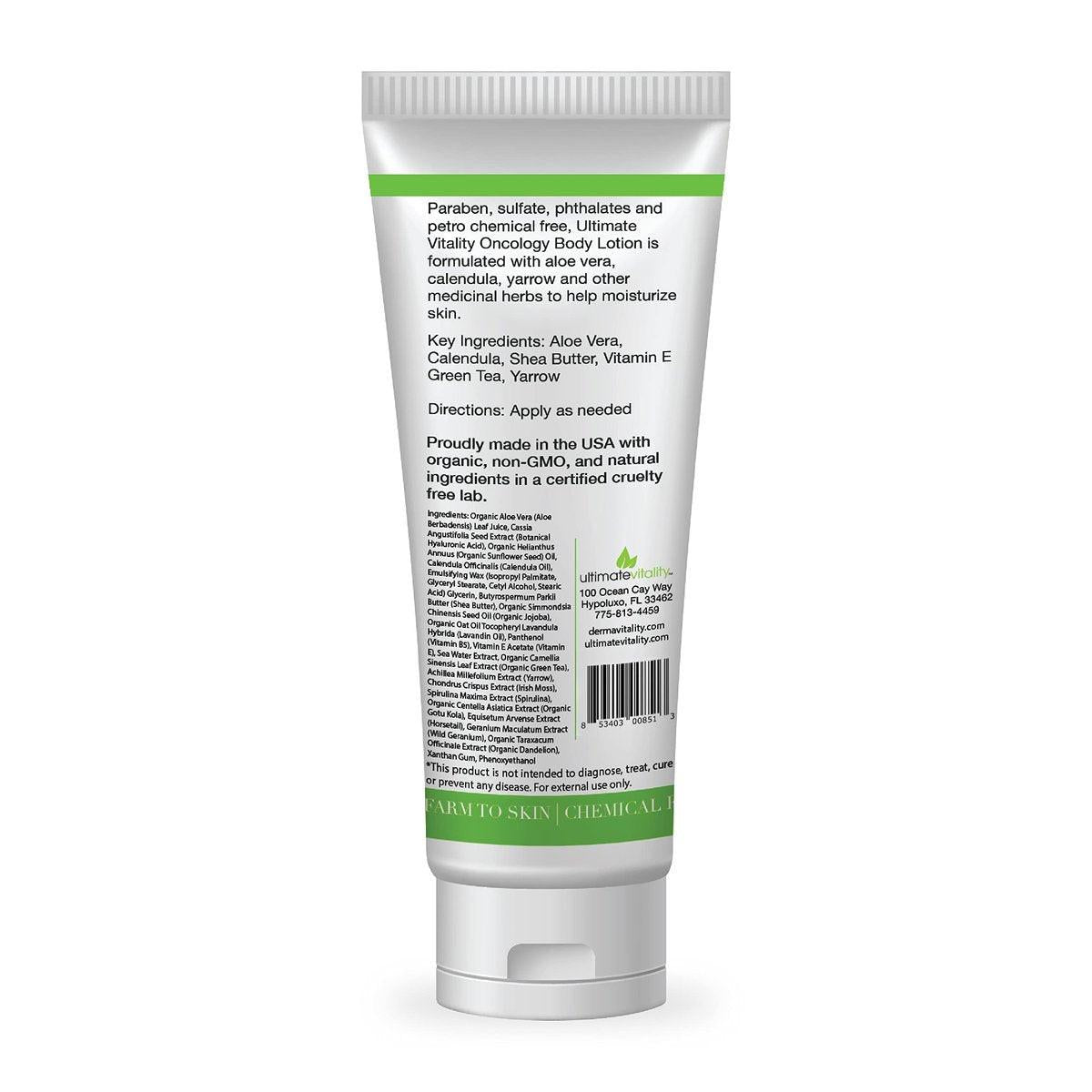 UltimateVitality Oncology Creme für Chemo-Patienten – Natürliche, organische Chemo-Lotion, paraben- und phthalatfrei, feuchtigkeitsspendend für empfindliche und gereizte Haut – 170 g