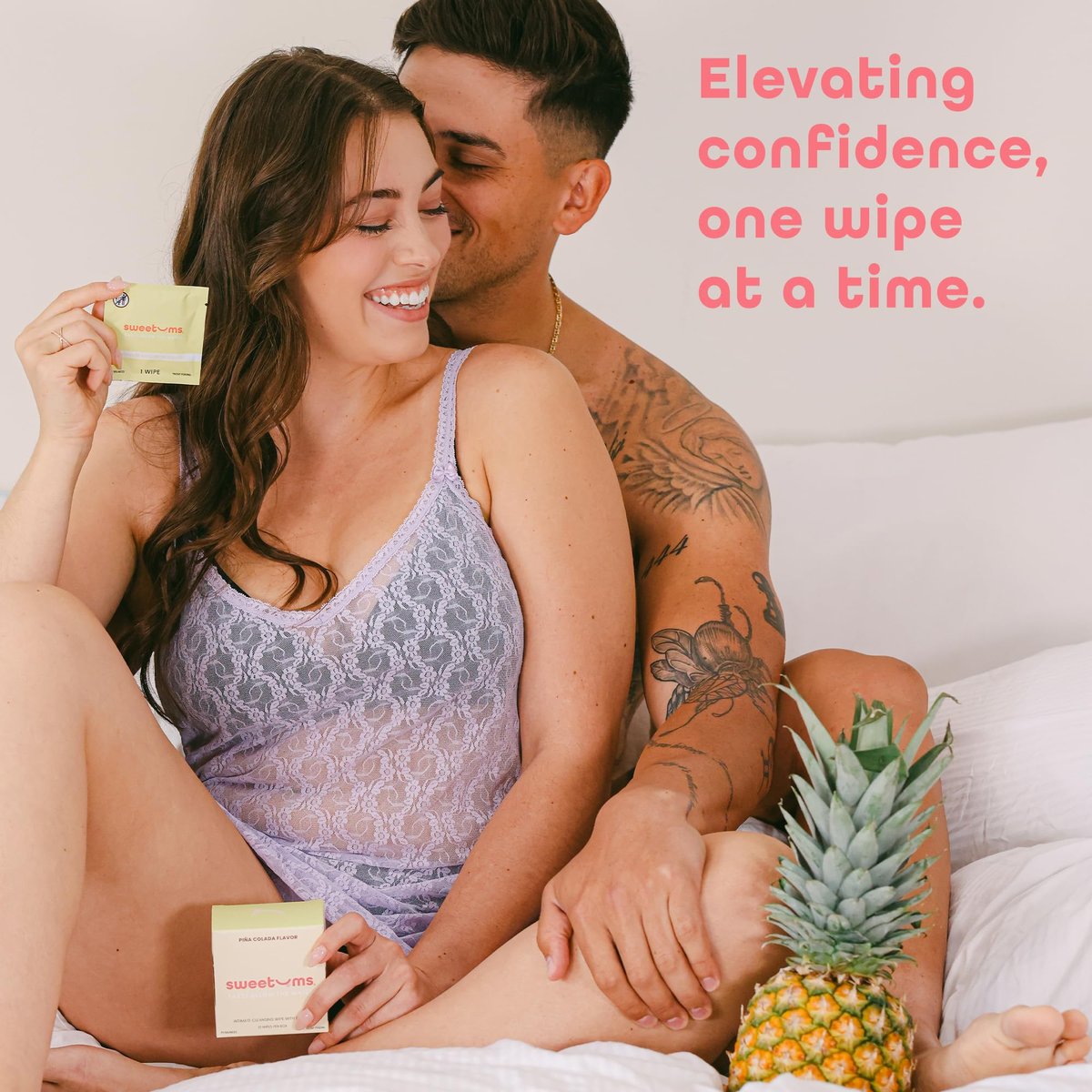 Sweetums Feminine Wipes für Frauen, einzeln verpackt – pH-ausgeglichene, aromatisierte Intimtücher – Packung mit 10 (Piña Colada)