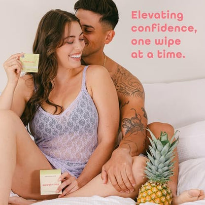 Sweetums Feminine Wipes für Frauen, einzeln verpackt – pH-ausgeglichene, aromatisierte Intimtücher – Packung mit 10 (Piña Colada)