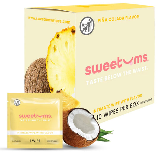 Sweetums Feminine Wipes für Frauen, einzeln verpackt – pH-ausgeglichene, aromatisierte Intimtücher – Packung mit 10 (Piña Colada)