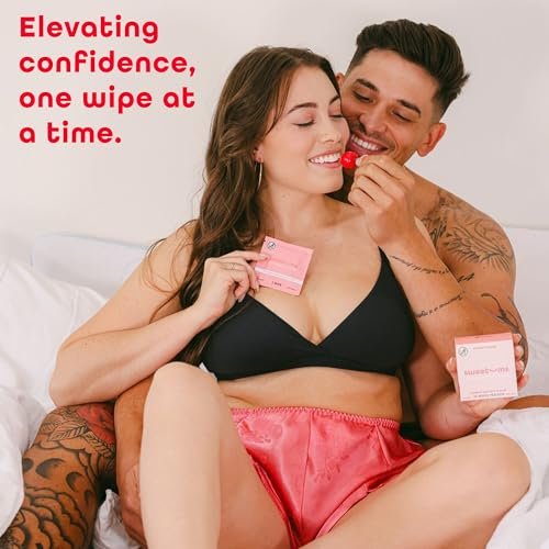 Sweetums Feminine Wipes für Frauen, einzeln verpackt – pH-ausgeglichene, aromatisierte Intimtücher – Packung mit 10 (Kirsche)
