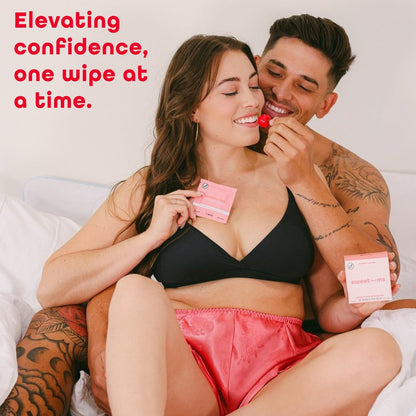 Sweetums Feminine Wipes für Frauen, einzeln verpackt – pH-ausgeglichene, aromatisierte Intimtücher – Packung mit 10 (Kirsche)