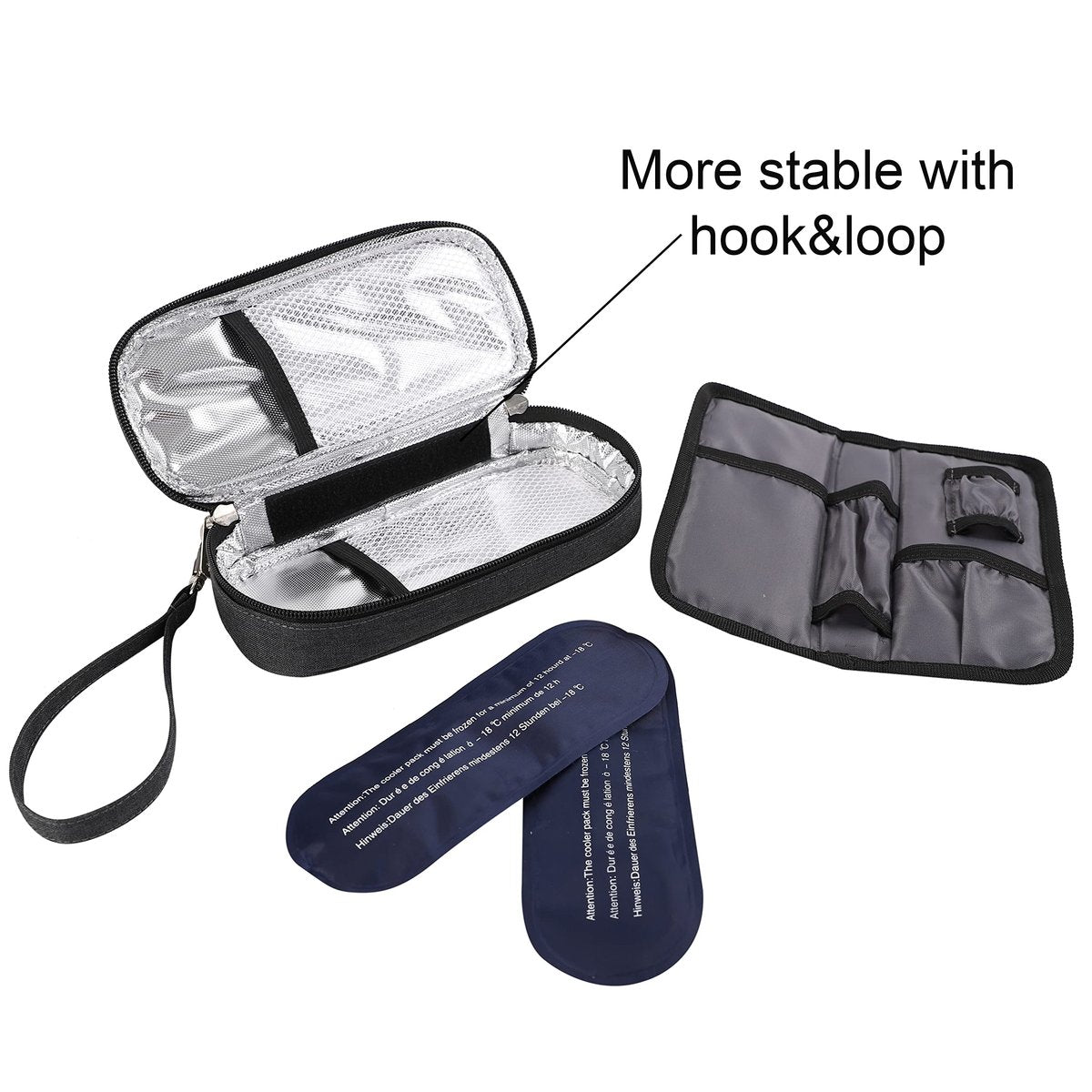 Apollo Walker Insulin Kühltasche Reiseetui für Diabetiker – Medikamentenkühler mit Kühlakkus und Isolierfutter – TSA-geprüft – Schwarz, Klein