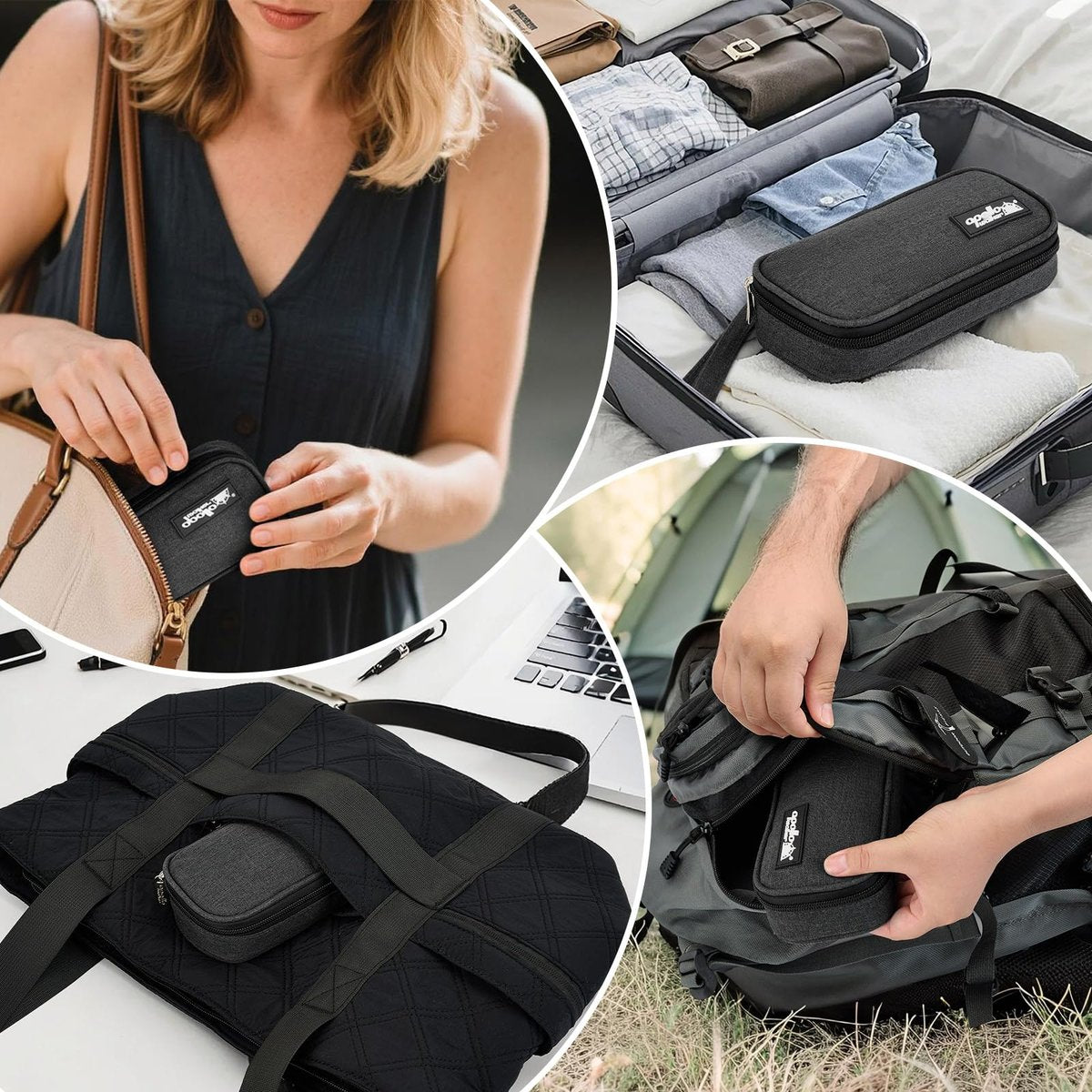 Apollo Walker Insulin Kühltasche Reiseetui für Diabetiker – Medikamentenkühler mit Kühlakkus und Isolierfutter – TSA-geprüft – Schwarz, Klein