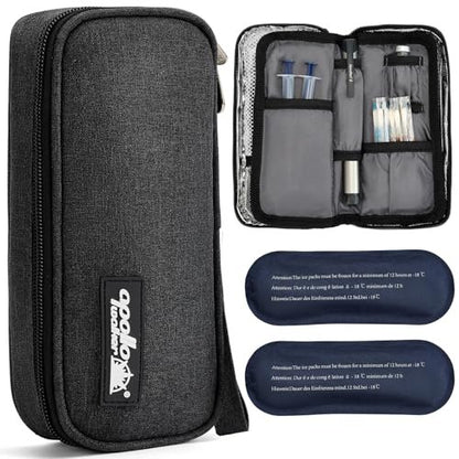 Apollo Walker Insulin Kühltasche Reiseetui für Diabetiker – Medikamentenkühler mit Kühlakkus und Isolierfutter – TSA-geprüft – Schwarz, Klein
