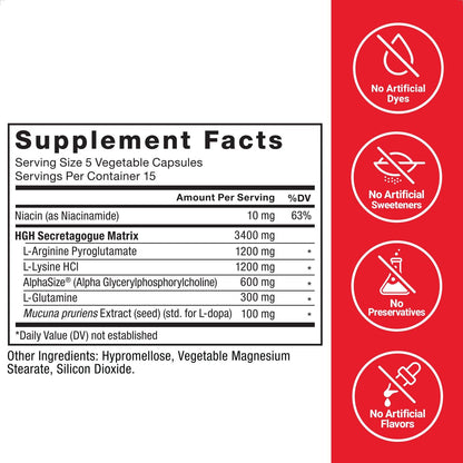 Force Factor Prime HGH-Sekretionsaktivator - HGH-Ergänzung für Männer mit klinisch untersuchtem AlphaSize zur Unterstützung der HGH-Produktion, Steigerung der Trainingskraft und Verbesserung der Leistung, 75 Kapseln