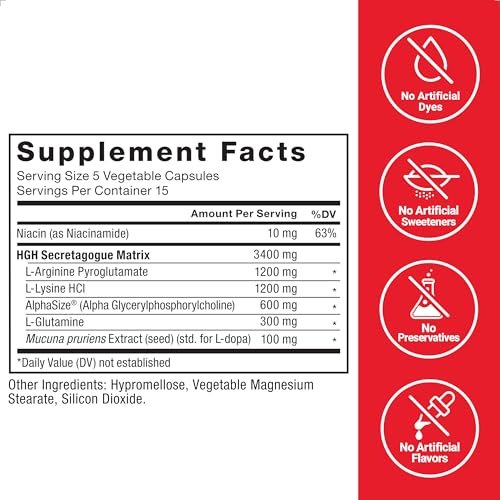 Force Factor Prime HGH-Sekretionsaktivator - HGH-Ergänzung für Männer mit klinisch untersuchtem AlphaSize zur Unterstützung der HGH-Produktion, Steigerung der Trainingskraft und Verbesserung der Leistung, 75 Kapseln