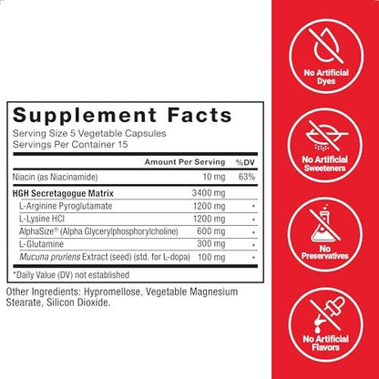 Force Factor Prime HGH-Sekretionsaktivator - HGH-Ergänzung für Männer mit klinisch untersuchtem AlphaSize zur Unterstützung der HGH-Produktion, Steigerung der Trainingskraft und Verbesserung der Leistung, 75 Kapseln