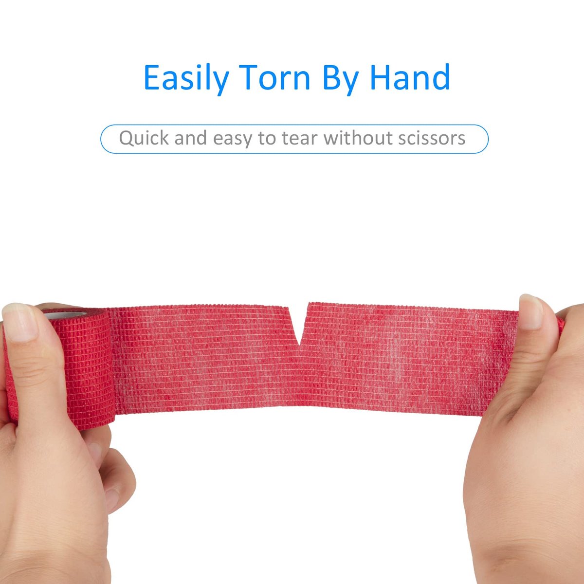 12 Stück 2" x 5 Yards Selbstklebende Bandage, Elastische Mullbinde, Selbsthaftende Kohäsivbinde für Handgelenk, Knöchel, Tierpflege, Sport, Schwellungen, Verstauchungen, Grifffixierung (Rot)