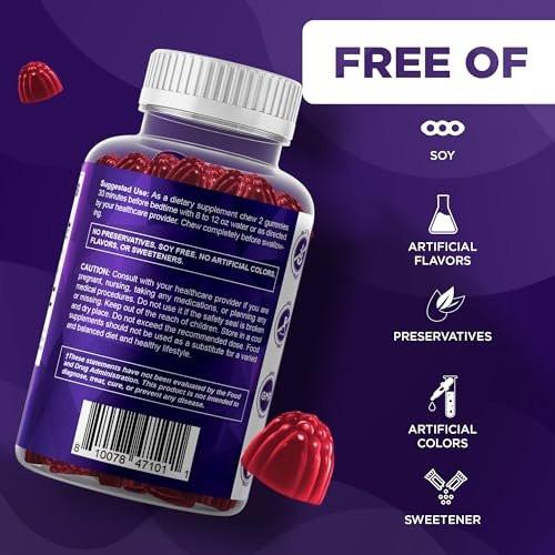 Vitamatic Melatonin 20mg Gummis für Erwachsene, 30 Portionen - 60 Stück - Nicht gewohnheitsbildendes Nahrungsergänzungsmittel