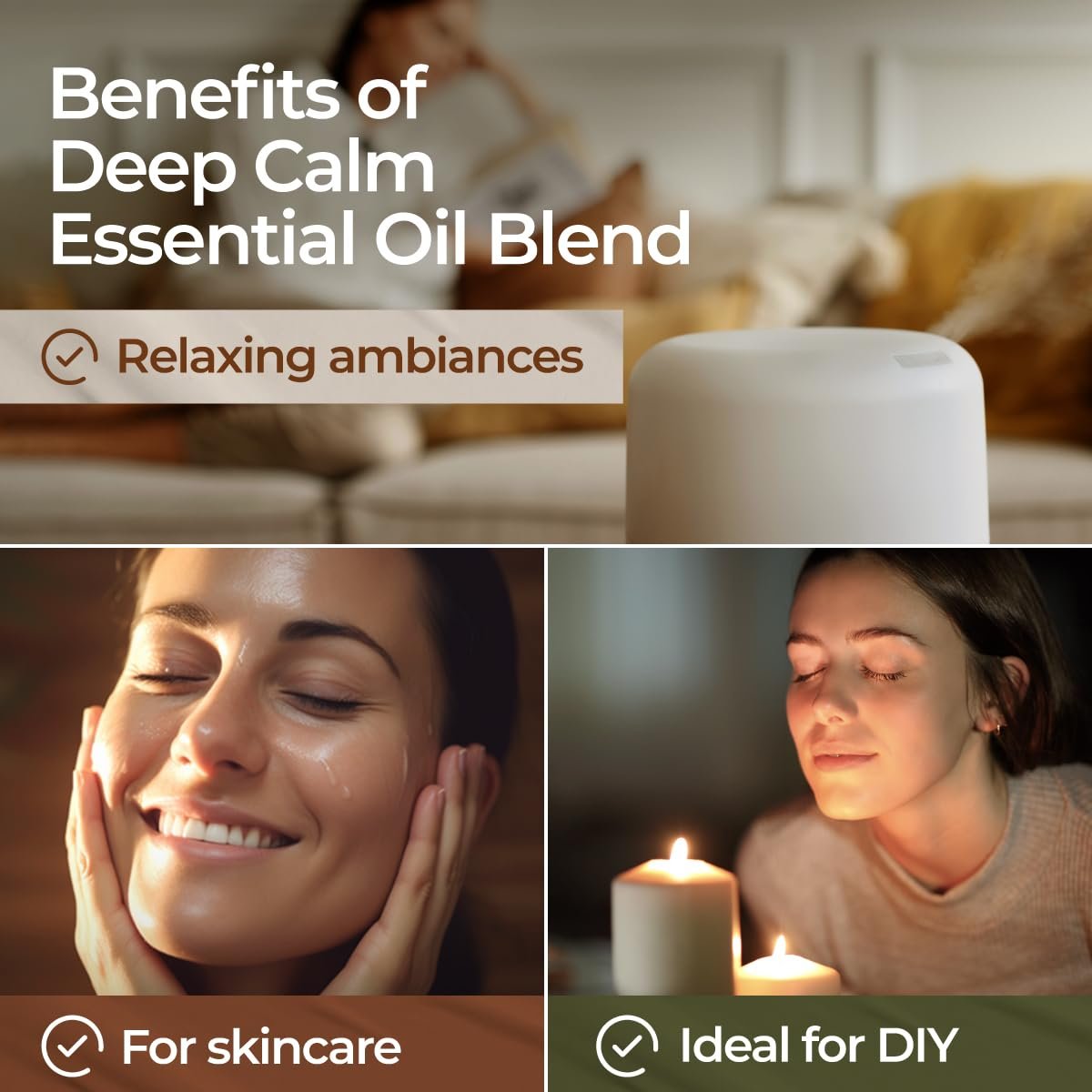 Gya Labs Deep Calm Ätherisches Öl Blend für Entspannung & emotionales Gleichgewicht - 0,34 fl oz - Beruhigende Aromatherapieöle für Diffuser, Luftbefeuchter, Aromatherapie - Geeignet für Arbeit, Zuhause oder persönliche Nutzung