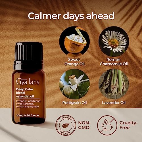 Gya Labs Deep Calm Ätherisches Öl Blend für Entspannung & emotionales Gleichgewicht - 0,34 fl oz - Beruhigende Aromatherapieöle für Diffuser, Luftbefeuchter, Aromatherapie - Geeignet für Arbeit, Zuhause oder persönliche Nutzung