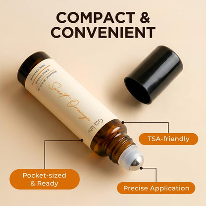 Gya Labs Süßes Orangenöl Roll-On – 0,34 Fl Oz – Reisegröße für Camping, Haut, Aromatherapie und Entspannung