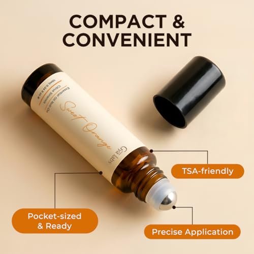 Gya Labs Süßes Orangenöl Roll-On – 0,34 Fl Oz – Reisegröße für Camping, Haut, Aromatherapie und Entspannung