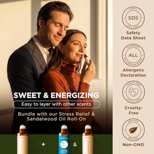 Gya Labs Süßes Orangenöl Roll-On – 0,34 Fl Oz – Reisegröße für Camping, Haut, Aromatherapie und Entspannung