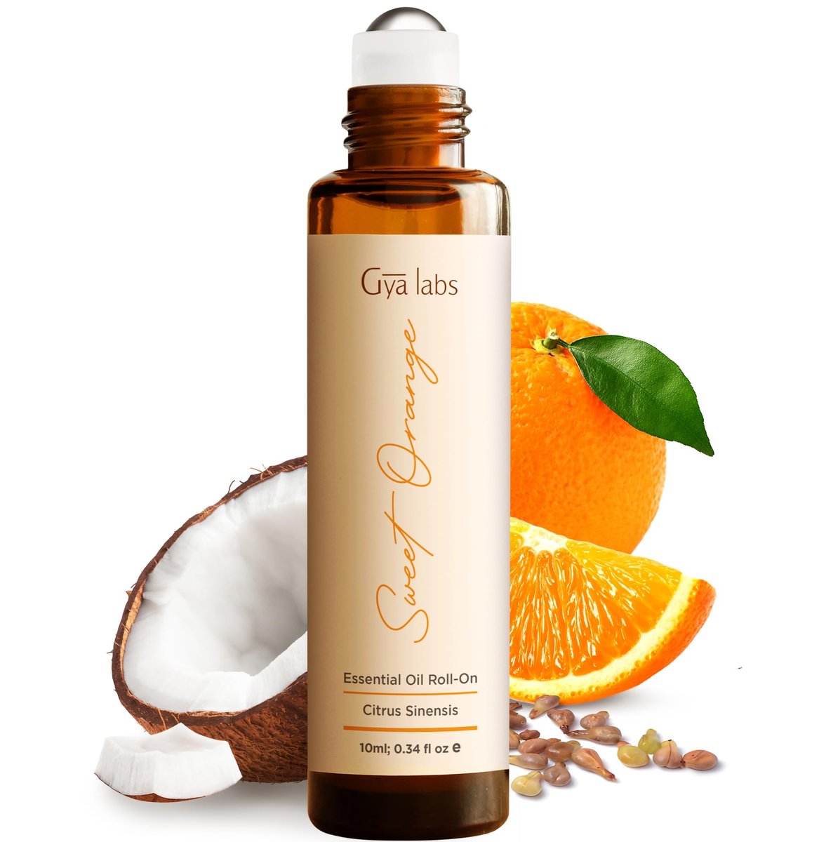 Gya Labs Süßes Orangenöl Roll-On – 0,34 Fl Oz – Reisegröße für Camping, Haut, Aromatherapie und Entspannung