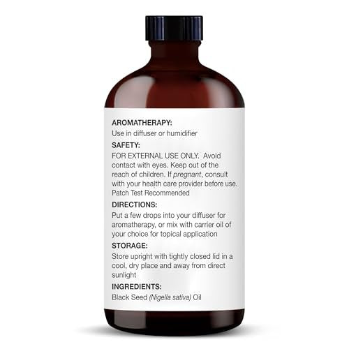 Majestic Pure Schwarzkümmelöl Bio - 100% Reines und Natürliches Ätherisches Öl mit Glaspippette, 118 ml (4 Fl Oz) für Diffuser, Aromatherapie, Seifen- und Kerzenherstellung