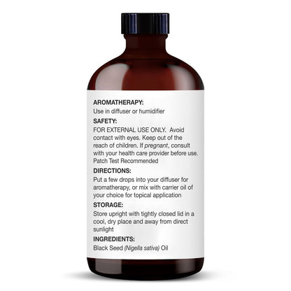 Majestic Pure Schwarzkümmelöl Bio - 100% Reines und Natürliches Ätherisches Öl mit Glaspippette, 118 ml (4 Fl Oz) für Diffuser, Aromatherapie, Seifen- und Kerzenherstellung