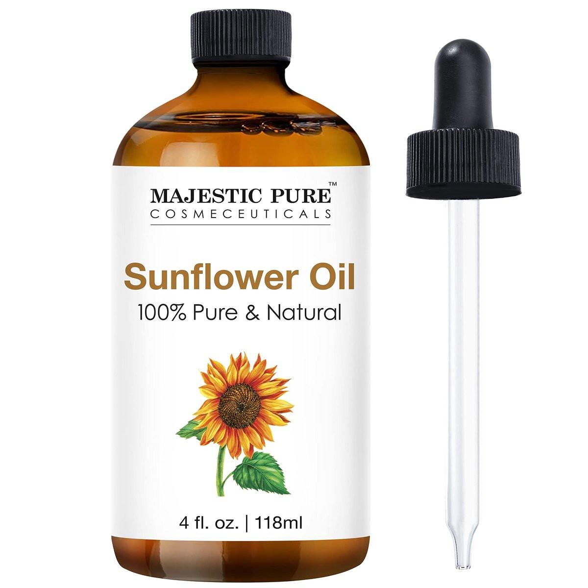 Majestic Pure Sonnenblumenöl – 100 % reines und natürliches ätherisches Öl mit Glaspipette, 118 ml – ideal für Diffuser, Aromatherapie, Seifen- und Kerzenherstellung