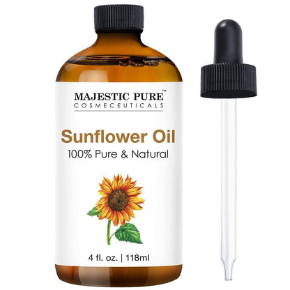 Majestic Pure Sonnenblumenöl – 100 % reines und natürliches ätherisches Öl mit Glaspipette, 118 ml – ideal für Diffuser, Aromatherapie, Seifen- und Kerzenherstellung