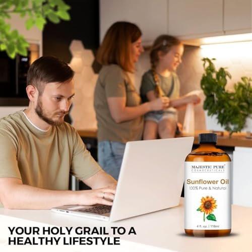 Majestic Pure Sonnenblumenöl – 100 % reines und natürliches ätherisches Öl mit Glaspipette, 118 ml – ideal für Diffuser, Aromatherapie, Seifen- und Kerzenherstellung