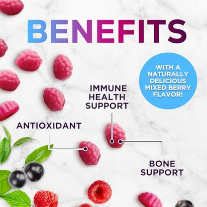 Zink Gummis 50mg pro Portion – Extra starke Immununterstützung, Antioxidans, Nicht-GVO & Glutenfrei – Bestes Zinkpräparat für Haut, Knochen und Herzgesundheit – Kaubare leckere Beerengeschmack – 60 Gummis