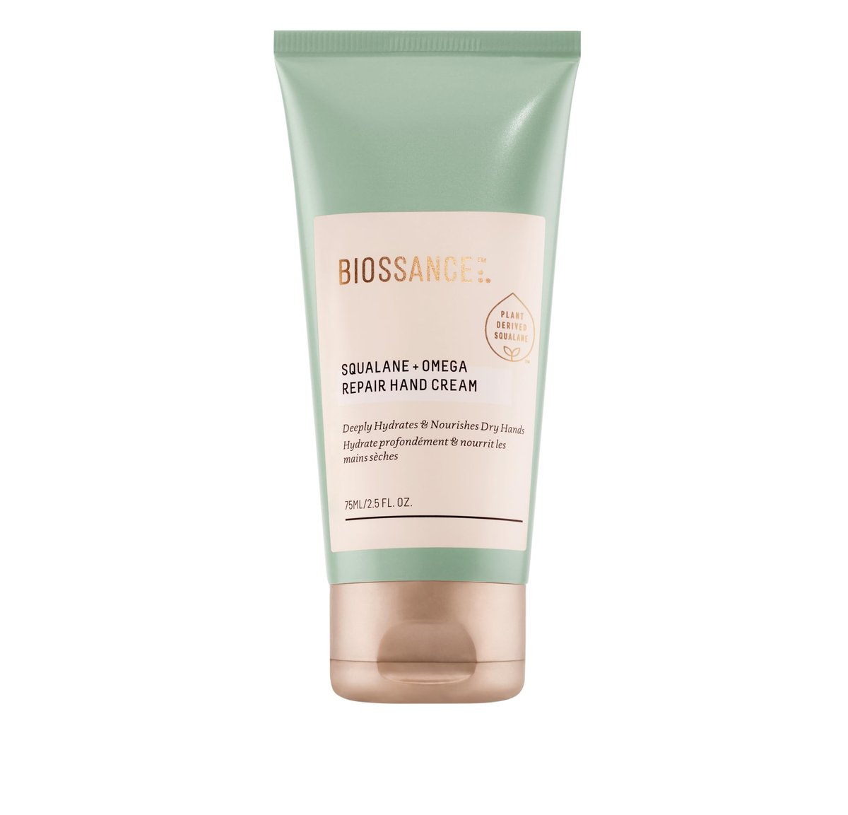 Biossance Squalan + Omega Repair Handcreme – Tiefenpflege für trockene Hände mit Squalan, Omega-3,6,9 & Vitamin E – Stärkt die Hautbarriere, 75 ml