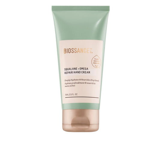 Biossance Squalan + Omega Repair Handcreme – Tiefenpflege für trockene Hände mit Squalan, Omega-3,6,9 & Vitamin E – Stärkt die Hautbarriere, 75 ml