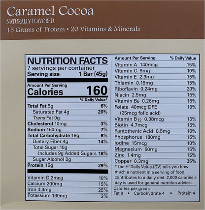 Caramel Cocoa Bar – New Journey Weight Loss & Wellness – High Protein Snack (7 Riegel pro Box)