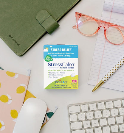 Boiron StressCalm Tabletten gegen Stress, Ängste, Nervosität, Reizbarkeit und Müdigkeit - 120 Stück