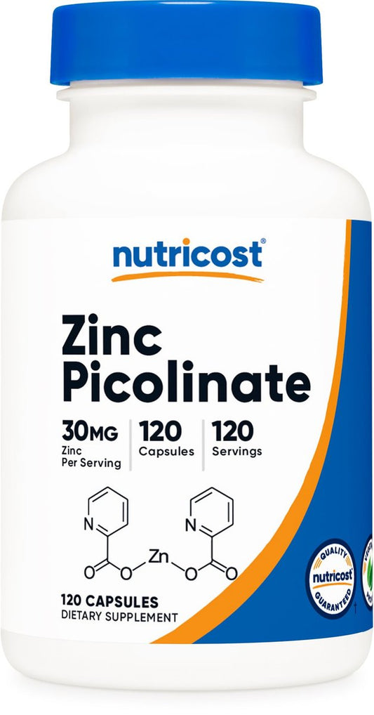 Nutricost Zinkpicolinat 30mg, 120 Kapseln – Glutenfrei & Nicht-GMO