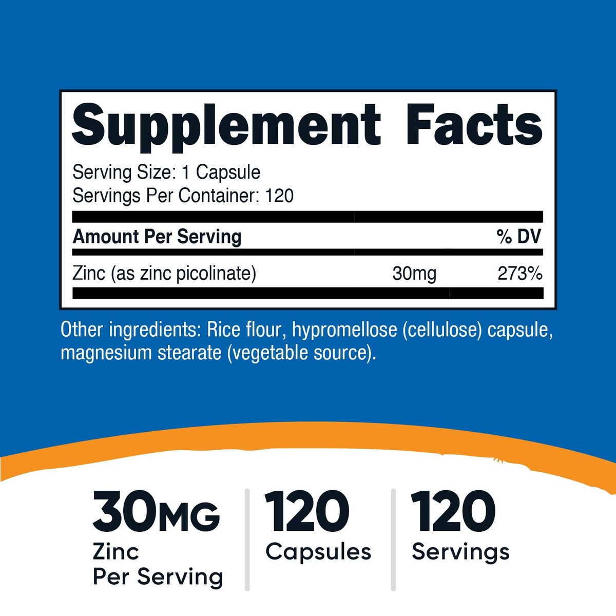 Nutricost Zinkpicolinat 30mg, 120 Kapseln – Glutenfrei & Nicht-GMO