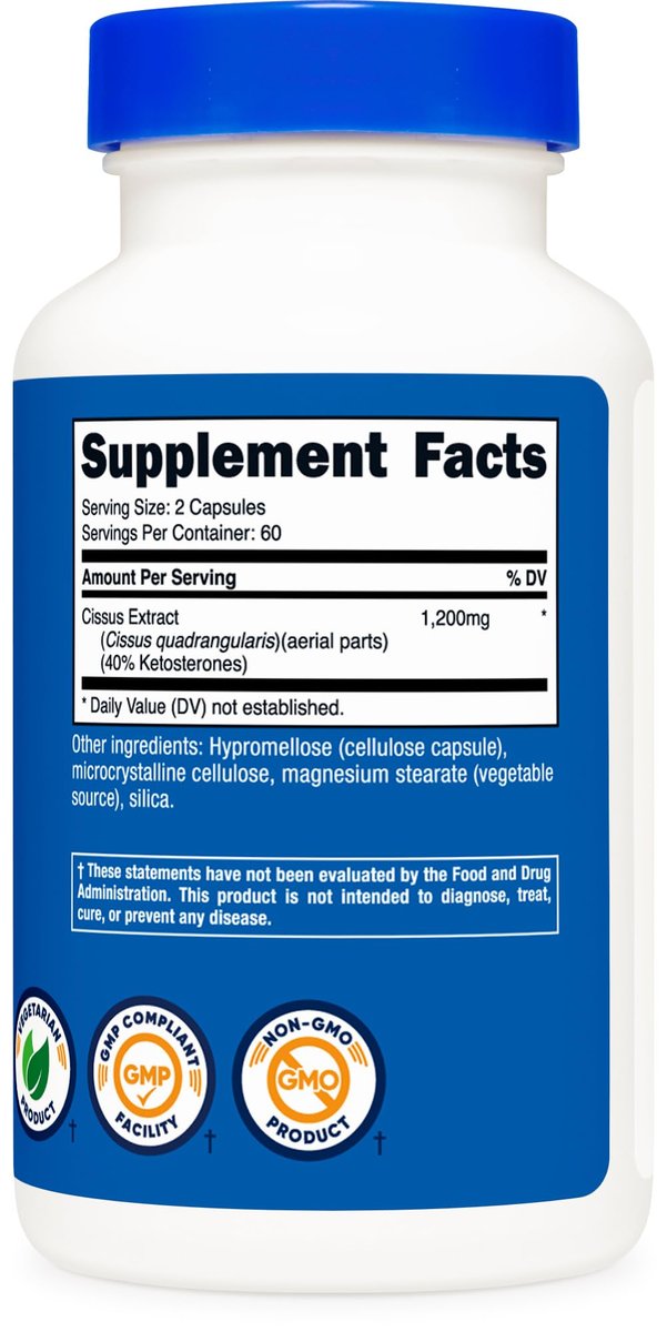 Nutricost Cissus Quadrangularis (1200mg) 120 Kapseln - 60 Portionen, Glutenfrei, Nicht-GVO, Vegetarierfreundlich