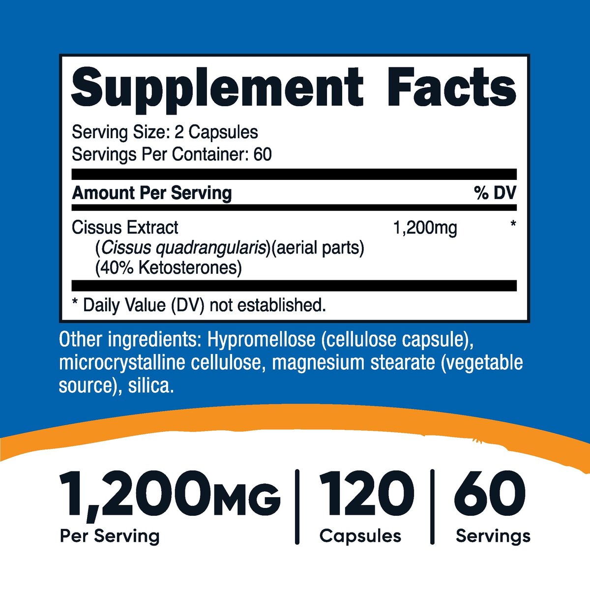 Nutricost Cissus Quadrangularis (1200mg) 120 Kapseln - 60 Portionen, Glutenfrei, Nicht-GVO, Vegetarierfreundlich
