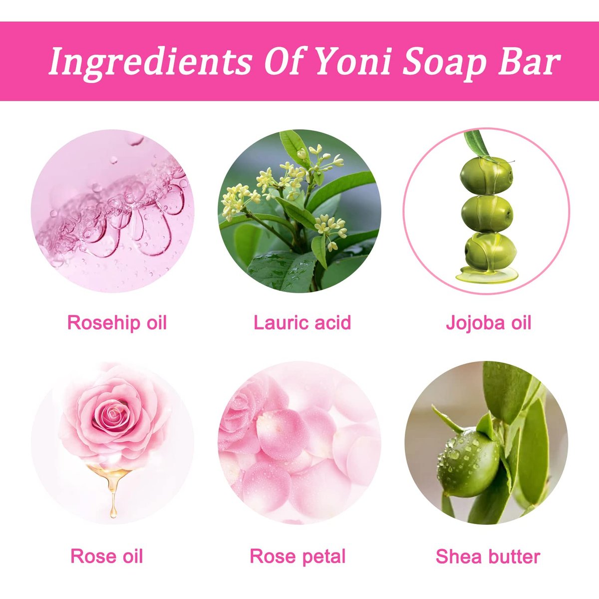 Yoni Seife 2er-Pack, 100% natürliche Bio-Seife für den Intimbereich, pH-Balance, feminine Waschseife für tägliche Frische & Geruchskontrolle, handgemachte Rosenseife mit Schaumnetz, 100 g pro Stück