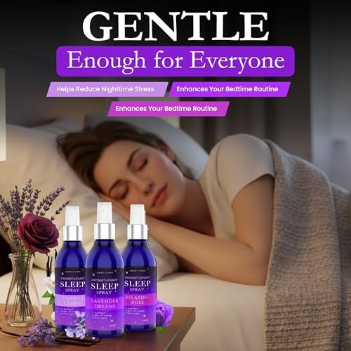 Kissen-Spray-Mist für Tiefschlaf | Hilfe bei Stress & Angst | (3er-Pack) Beruhigender Lavendel, Vanille, Rosen-Mist | von Combat Cleaner