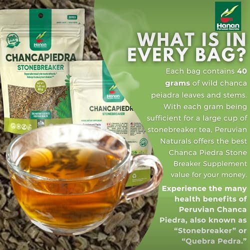Hanan Chanca Piedra Lose Blätter 40g - Steinbrecher Kräutertee, 100% natürliche Chancapiedra aus Peru, vegan