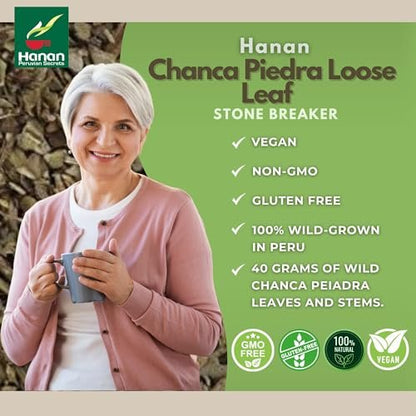 Hanan Chanca Piedra Lose Blätter 40g - Steinbrecher Kräutertee, 100% natürliche Chancapiedra aus Peru, vegan
