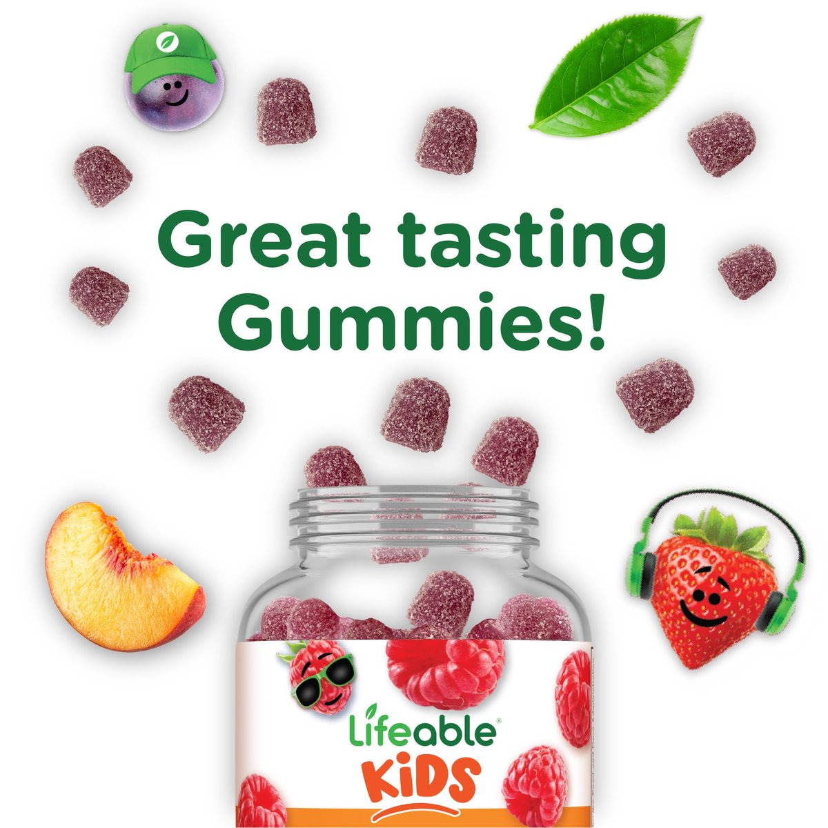 Lifeable Vitamin B-Komplex für Kinder | mit Vitamin C | Lecker schmeckende B-Komplex Gummis | Vegan | Energie- und Nervenunterstützung | 90 Gummis