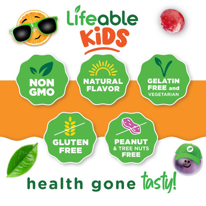 Lifeable Kids Biotin Gummis | 5.000 mcg | Natürlicher Geschmack | Vegan & Non-GMO | Für Haare, Haut und Nägel | 90 Gummis