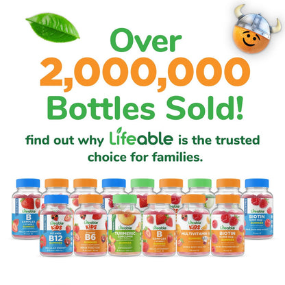 Lifeable Kids Biotin Gummis | 5.000 mcg | Natürlicher Geschmack | Vegan & Non-GMO | Für Haare, Haut und Nägel | 90 Gummis