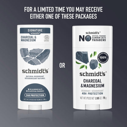 Schmidt's Aluminiumfreies veganes Deodorant mit Aktivkohle & Magnesium – 48 Stunden Schutz, 2er-Pack für Frauen und Männer, natürliche Inhaltsstoffe, tierversuchsfrei, 2,65 oz