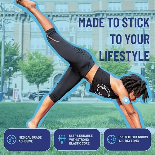 RightCare CGM-Klebepflaster vorgeschnitten für Freestyle Libre 2 & 3 und Lingo, wasserdichtes medizinisches Klebeband, ungeschützte kreisförmige Schutzpflaster, Mehrfarben-Sortiment, Beutel mit 25 Stück