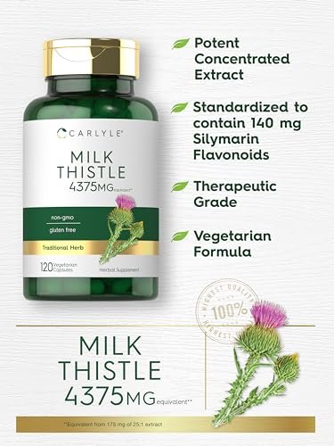 Carlyle Mariendistel Kapseln – Hochpotenter Extrakt, 120 Kapseln, Vegetarisch, Nicht-GVO, Glutenfrei