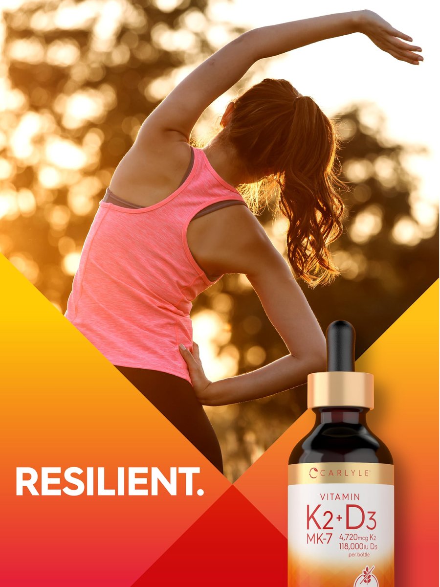 Carlyle Vitamin D3 K2 Tropfen | 60 ml | MK-7 Nahrungsergänzungsmittel | Vegetarisch, Nicht-GVO, Gluten- und Sojafrei