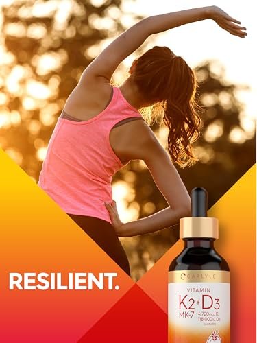 Carlyle Vitamin D3 K2 Tropfen | 60 ml | MK-7 Nahrungsergänzungsmittel | Vegetarisch, Nicht-GVO, Gluten- und Sojafrei