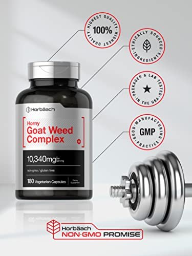 Horbäach Horny Goat Weed Komplex | 180 Kapseln | Vegetarische, Non-GMO & Glutenfreie Formel mit Tribulus, Maca, Yohimbe & L-Arginin