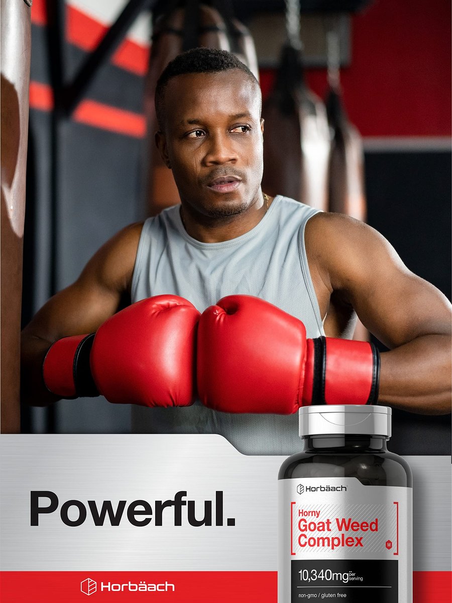 Horbäach Horny Goat Weed Komplex | 180 Kapseln | Vegetarische, Non-GMO & Glutenfreie Formel mit Tribulus, Maca, Yohimbe & L-Arginin