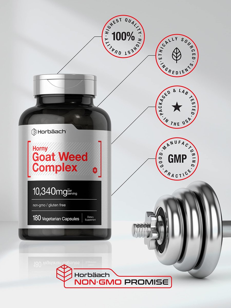 Horbäach Horny Goat Weed Komplex | 180 Kapseln | Vegetarische, Non-GMO & Glutenfreie Formel mit Tribulus, Maca, Yohimbe & L-Arginin